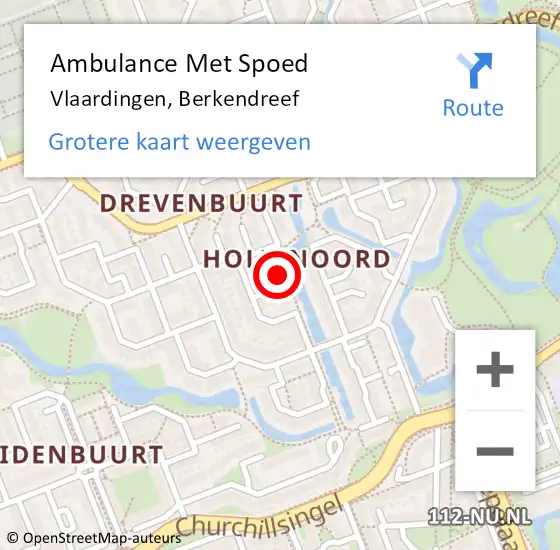 Locatie op kaart van de 112 melding: Ambulance Met Spoed Naar Vlaardingen, Berkendreef op 14 maart 2025 10:21