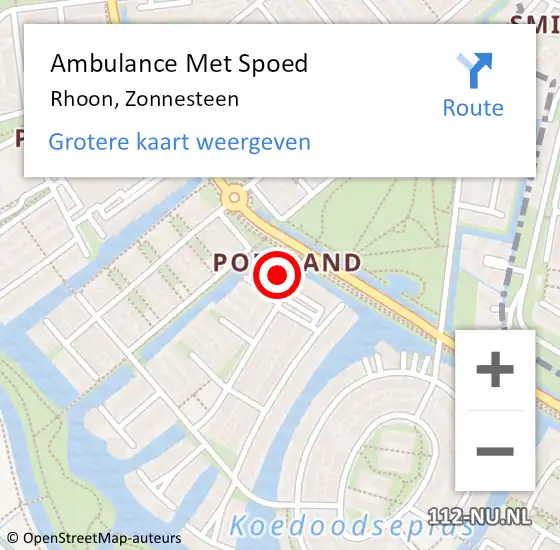 Locatie op kaart van de 112 melding: Ambulance Met Spoed Naar Rhoon, Zonnesteen op 14 maart 2025 10:49