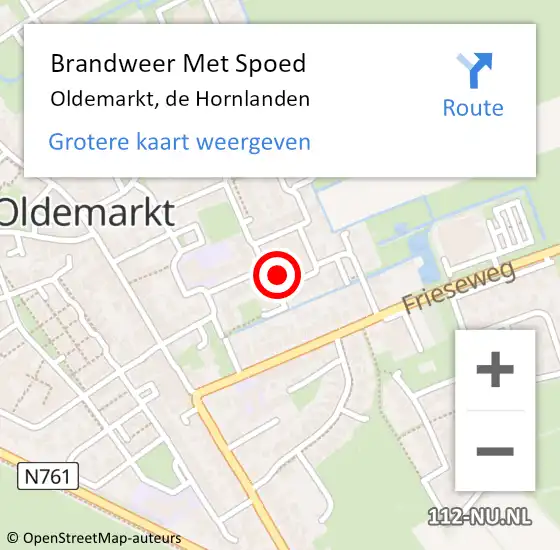 Locatie op kaart van de 112 melding: Brandweer Met Spoed Naar Oldemarkt, de Hornlanden op 14 maart 2025 11:38