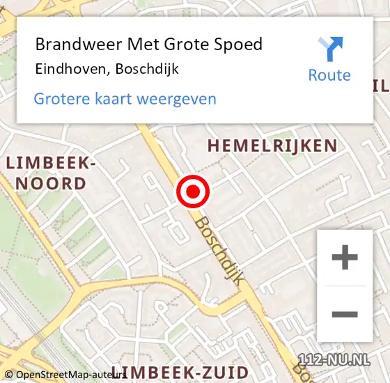 Locatie op kaart van de 112 melding: Brandweer Met Grote Spoed Naar Eindhoven, Boschdijk op 14 maart 2025 12:34