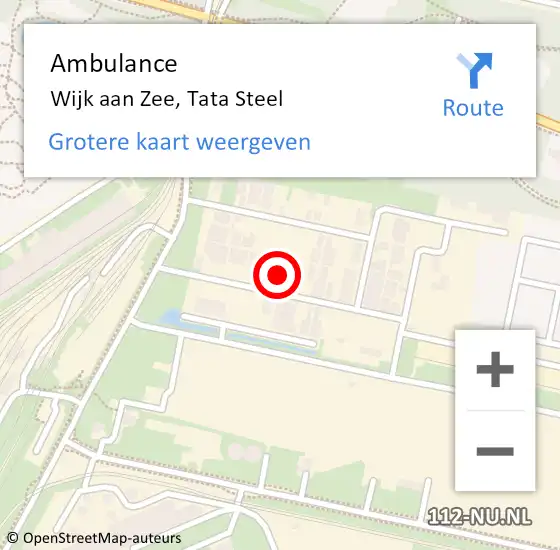 Locatie op kaart van de 112 melding: Ambulance Wijk aan Zee, Tata Steel op 14 maart 2025 13:43