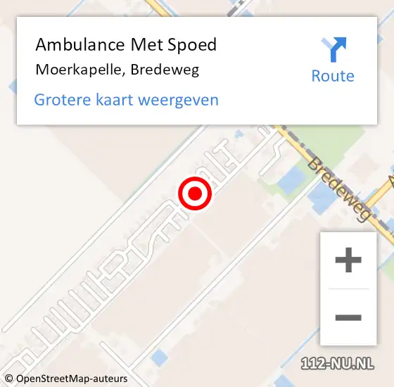 Locatie op kaart van de 112 melding: Ambulance Met Spoed Naar Moerkapelle, Bredeweg op 14 maart 2025 15:05