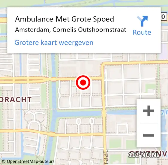 Locatie op kaart van de 112 melding: Ambulance Met Grote Spoed Naar Amsterdam, Cornelis Outshoornstraat op 14 maart 2025 17:37