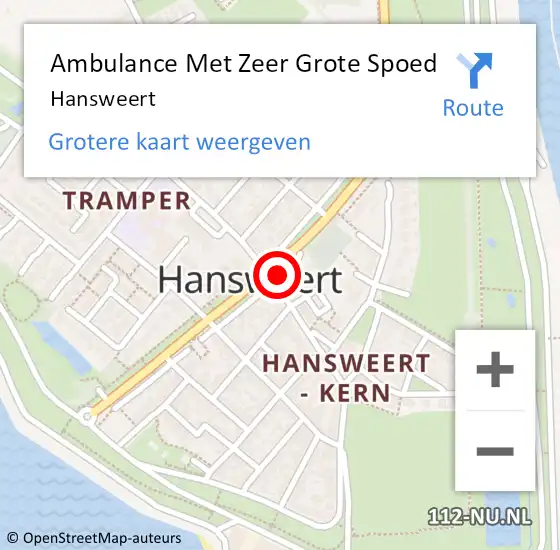 Locatie op kaart van de 112 melding: Ambulance Met Zeer Grote Spoed Naar Hansweert op 14 maart 2025 20:05