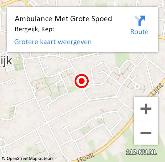 Locatie op kaart van de 112 melding: Ambulance Met Grote Spoed Naar Bergeijk, Kept op 9 november 2014 22:36