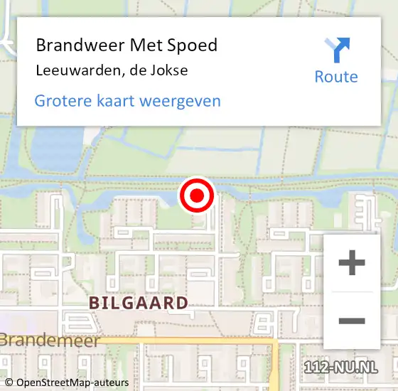 Locatie op kaart van de 112 melding: Brandweer Met Spoed Naar Leeuwarden, de Jokse op 15 maart 2025 02:33