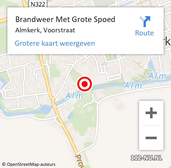 Locatie op kaart van de 112 melding: Brandweer Met Grote Spoed Naar Almkerk, Voorstraat op 9 november 2014 22:55