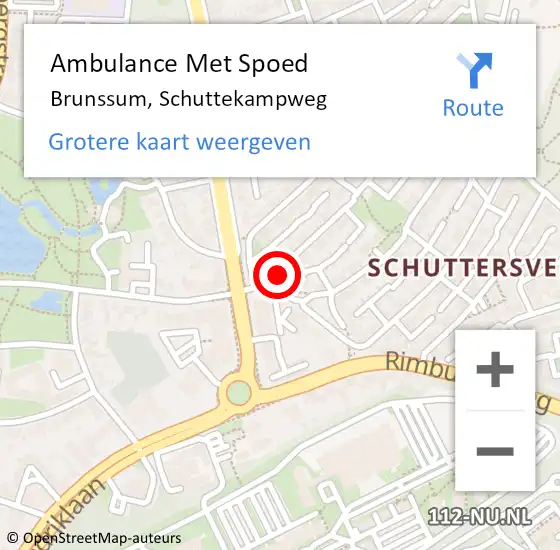 Locatie op kaart van de 112 melding: Ambulance Met Spoed Naar Brunssum, Schuttekampweg op 9 november 2014 23:33