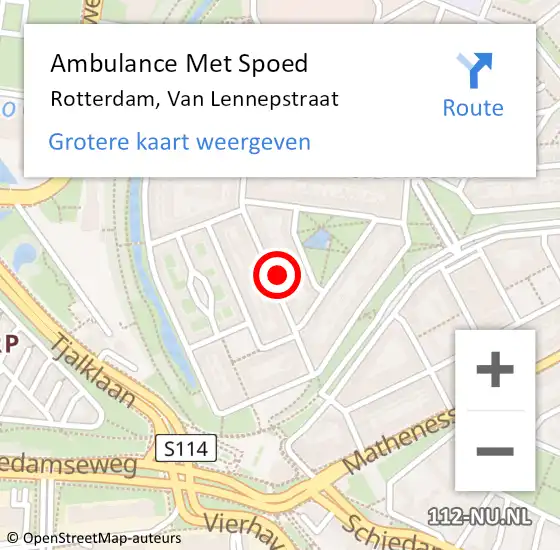 Locatie op kaart van de 112 melding: Ambulance Met Spoed Naar Rotterdam, Van Lennepstraat op 15 maart 2025 10:49