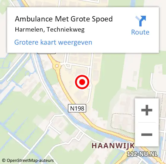 Locatie op kaart van de 112 melding: Ambulance Met Grote Spoed Naar Harmelen, Techniekweg op 9 november 2014 23:43