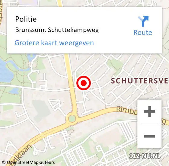 Locatie op kaart van de 112 melding: Politie Brunssum, Schuttekampweg op 9 november 2014 23:56