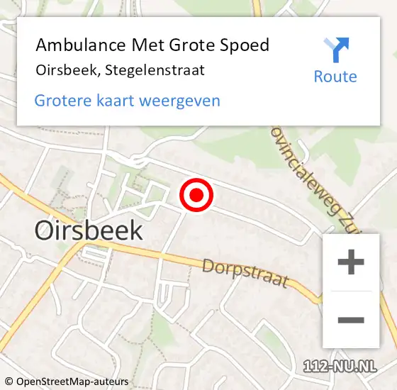 Locatie op kaart van de 112 melding: Ambulance Met Grote Spoed Naar Oirsbeek, Stegelenstraat op 10 november 2014 00:26