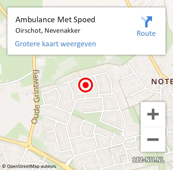 Locatie op kaart van de 112 melding: Ambulance Met Spoed Naar Oirschot, Nevenakker op 10 november 2014 01:56