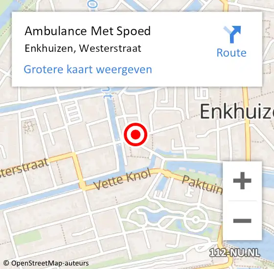 Locatie op kaart van de 112 melding: Ambulance Met Spoed Naar Enkhuizen, Westerstraat op 16 maart 2025 00:13