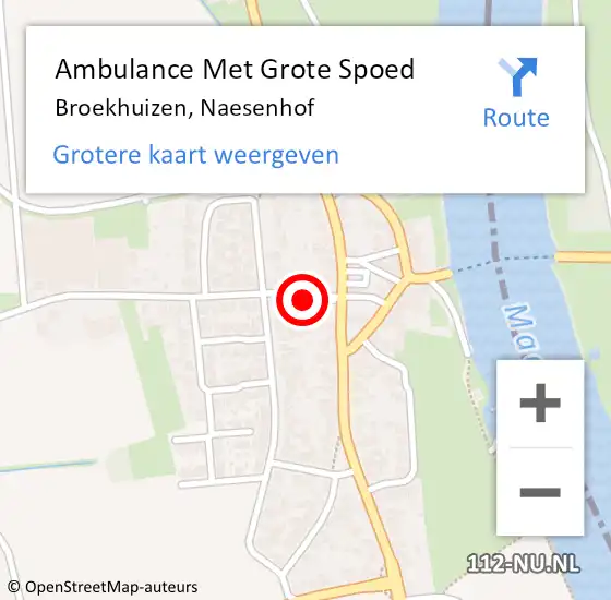 Locatie op kaart van de 112 melding: Ambulance Met Grote Spoed Naar Broekhuizen, Naesenhof op 10 november 2014 02:35