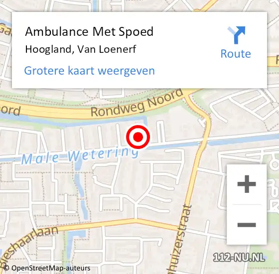 Locatie op kaart van de 112 melding: Ambulance Met Spoed Naar Hoogland, Van Loenerf op 10 november 2014 03:24