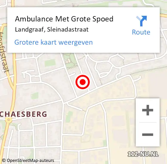 Locatie op kaart van de 112 melding: Ambulance Met Grote Spoed Naar Landgraaf, Sleinadastraat op 10 november 2014 04:34