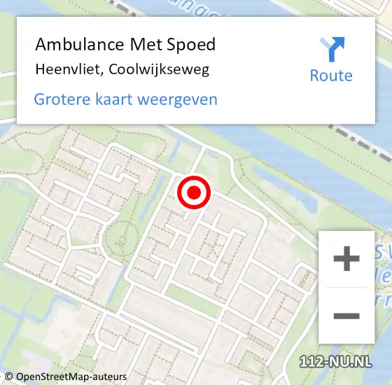 Locatie op kaart van de 112 melding: Ambulance Met Spoed Naar Heenvliet, Coolwijkseweg op 16 maart 2025 11:01