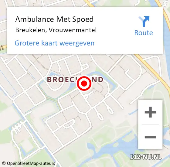 Locatie op kaart van de 112 melding: Ambulance Met Spoed Naar Breukelen, Vrouwenmantel op 10 november 2014 05:02