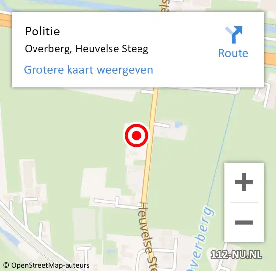 Locatie op kaart van de 112 melding: Politie Overberg, Heuvelse Steeg op 16 maart 2025 12:13
