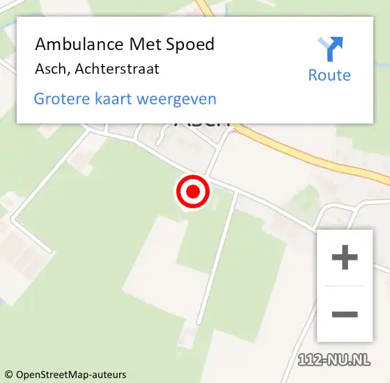 Locatie op kaart van de 112 melding: Ambulance Met Spoed Naar Asch, Achterstraat op 10 november 2014 06:14