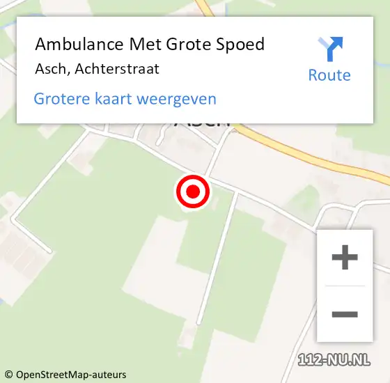 Locatie op kaart van de 112 melding: Ambulance Met Grote Spoed Naar Asch, Achterstraat op 10 november 2014 06:15