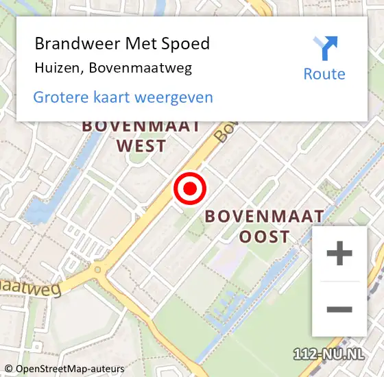 Locatie op kaart van de 112 melding: Brandweer Met Spoed Naar Huizen, Bovenmaatweg op 16 maart 2025 16:44