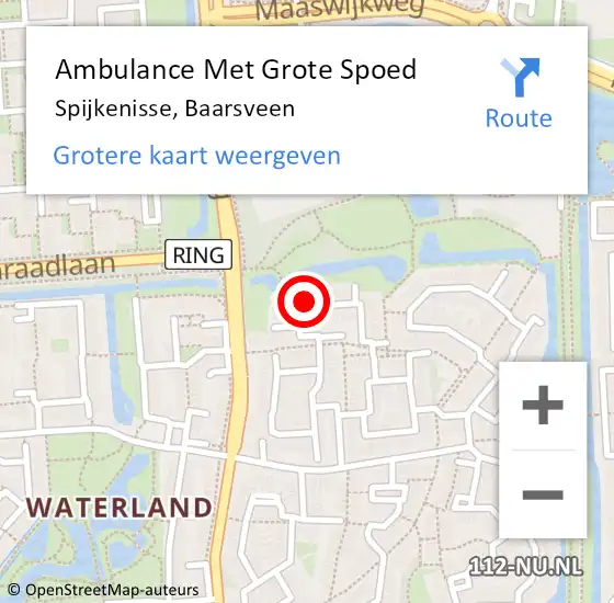 Locatie op kaart van de 112 melding: Ambulance Met Grote Spoed Naar Spijkenisse, Baarsveen op 16 maart 2025 17:04