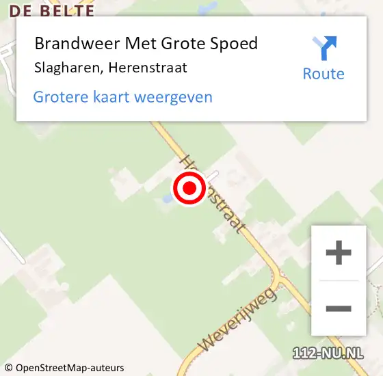 Locatie op kaart van de 112 melding: Brandweer Met Grote Spoed Naar Slagharen, Herenstraat op 10 november 2014 07:33