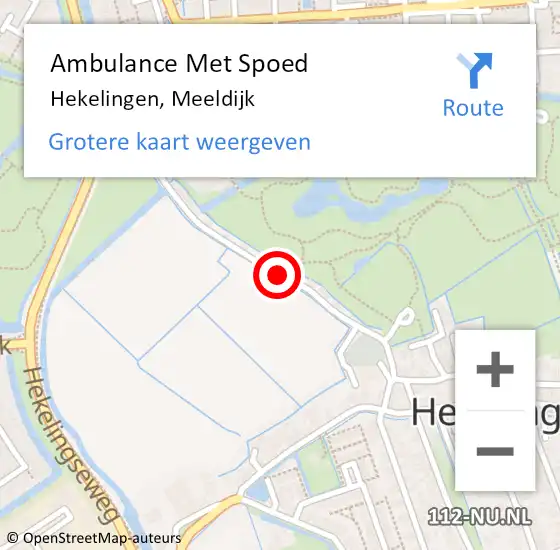 Locatie op kaart van de 112 melding: Ambulance Met Spoed Naar Hekelingen, Meeldijk op 10 november 2014 07:56