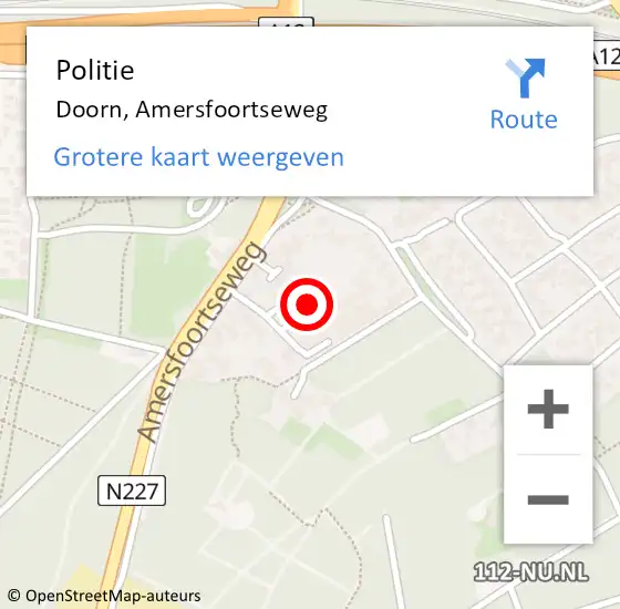 Locatie op kaart van de 112 melding: Politie Doorn, Amersfoortseweg op 17 maart 2025 07:41