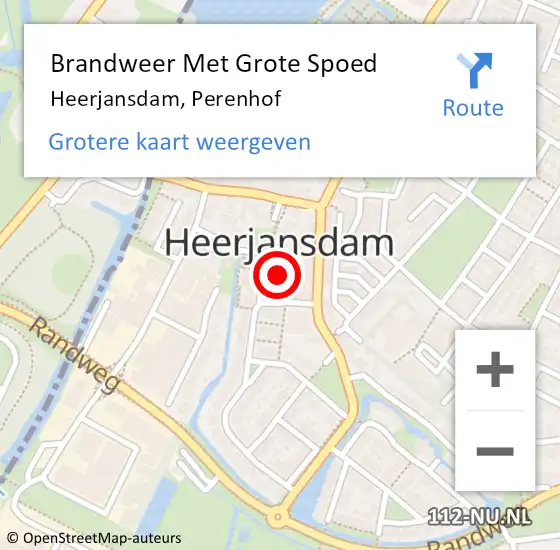Locatie op kaart van de 112 melding: Brandweer Met Grote Spoed Naar Heerjansdam, Perenhof op 17 maart 2025 08:27