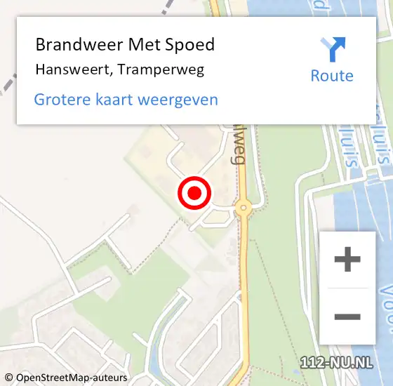 Locatie op kaart van de 112 melding: Brandweer Met Spoed Naar Hansweert, Tramperweg op 10 november 2014 08:30