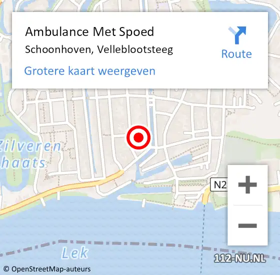 Locatie op kaart van de 112 melding: Ambulance Met Spoed Naar Schoonhoven, Velleblootsteeg op 10 november 2014 08:32