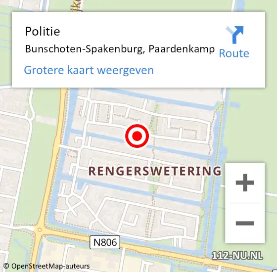 Locatie op kaart van de 112 melding: Politie Bunschoten-Spakenburg, Paardenkamp op 17 maart 2025 13:34