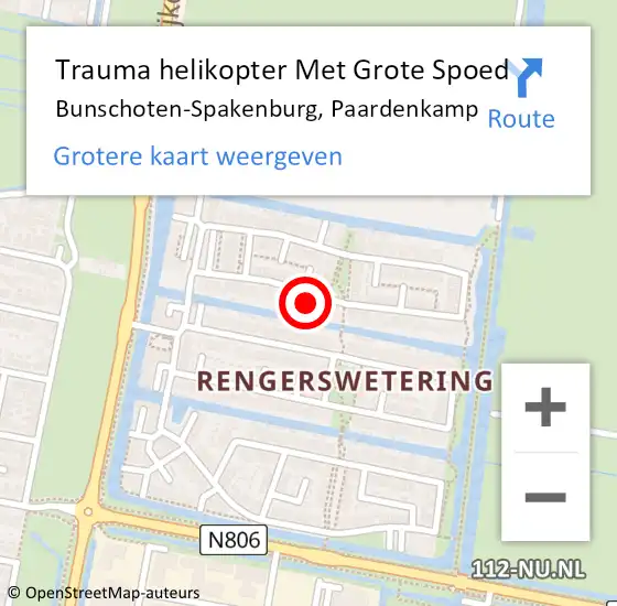 Locatie op kaart van de 112 melding: Trauma helikopter Met Grote Spoed Naar Bunschoten-Spakenburg, Paardenkamp op 17 maart 2025 13:34