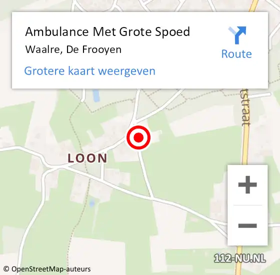 Locatie op kaart van de 112 melding: Ambulance Met Grote Spoed Naar Waalre, De Frooyen op 10 november 2014 08:54