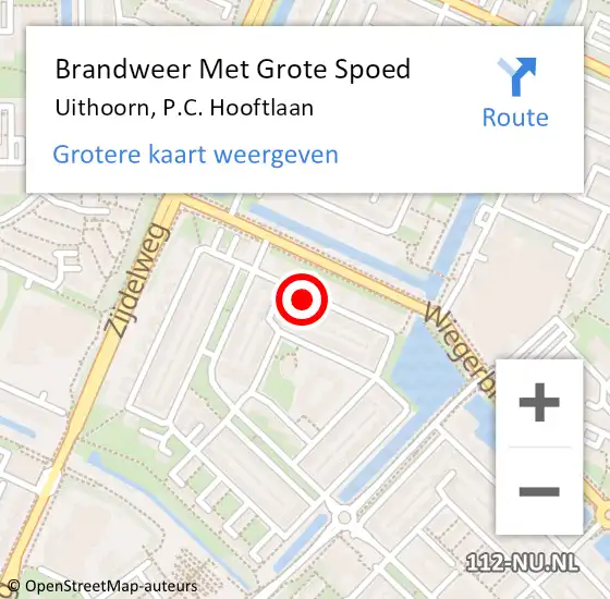 Locatie op kaart van de 112 melding: Brandweer Met Grote Spoed Naar Uithoorn, P.C. Hooftlaan op 17 maart 2025 18:09