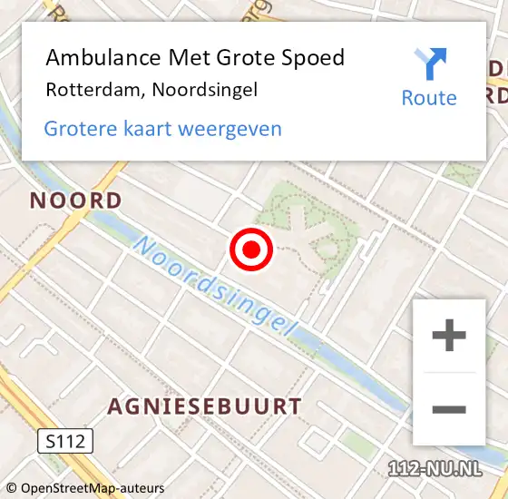 Locatie op kaart van de 112 melding: Ambulance Met Grote Spoed Naar Rotterdam, Noordsingel op 17 maart 2025 19:13