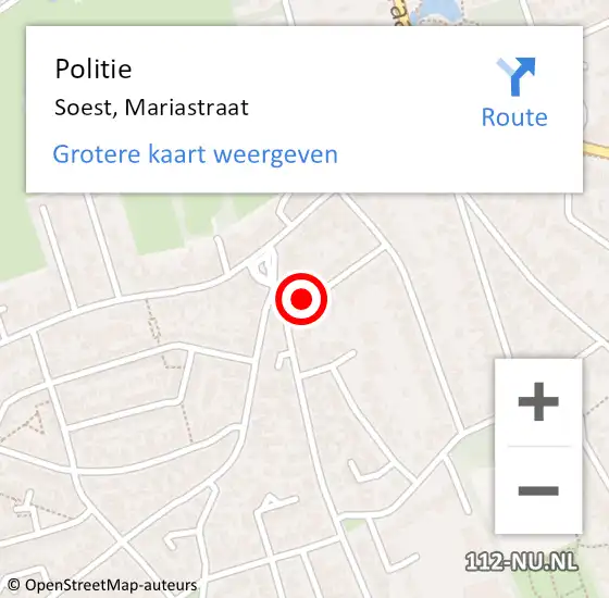 Locatie op kaart van de 112 melding: Politie Soest, Mariastraat op 10 november 2014 09:11