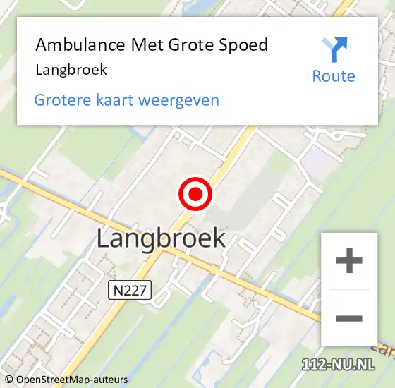 Locatie op kaart van de 112 melding: Ambulance Met Grote Spoed Naar Langbroek op 17 maart 2025 21:21