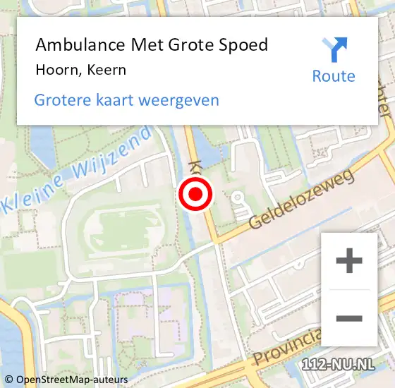 Locatie op kaart van de 112 melding: Ambulance Met Grote Spoed Naar Hoorn, Keern op 17 maart 2025 21:57