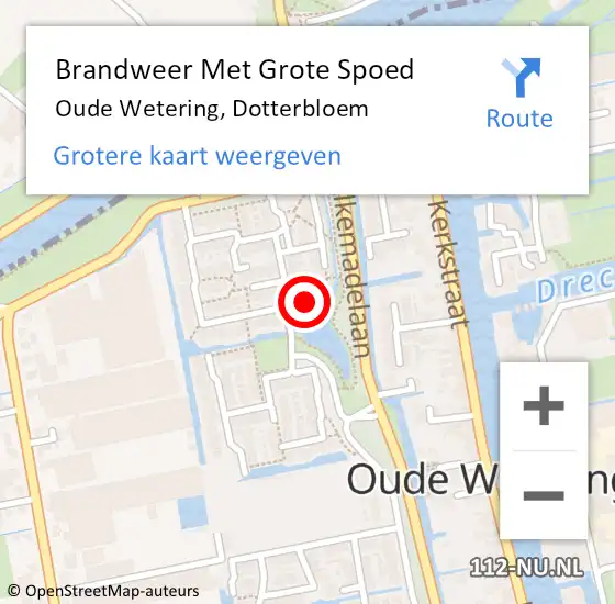 Locatie op kaart van de 112 melding: Brandweer Met Grote Spoed Naar Oude Wetering, Dotterbloem op 10 november 2014 09:20