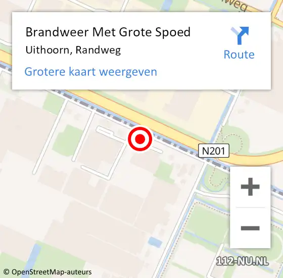 Locatie op kaart van de 112 melding: Brandweer Met Grote Spoed Naar Uithoorn, Randweg op 18 maart 2025 09:33