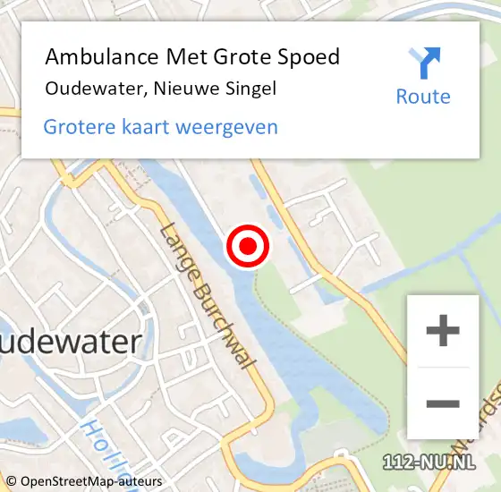 Locatie op kaart van de 112 melding: Ambulance Met Grote Spoed Naar Oudewater, Nieuwe Singel op 10 november 2014 09:45