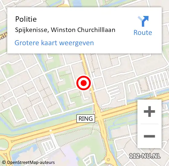 Locatie op kaart van de 112 melding: Politie Spijkenisse, Winston Churchilllaan op 18 maart 2025 09:54