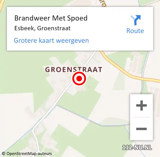 Locatie op kaart van de 112 melding: Brandweer Met Spoed Naar Esbeek, Groenstraat op 18 maart 2025 13:49