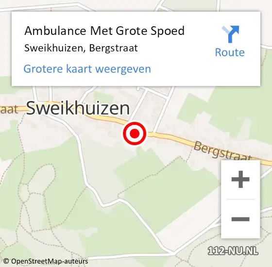 Locatie op kaart van de 112 melding: Ambulance Met Grote Spoed Naar Sweikhuizen, Bergstraat op 10 november 2014 10:09