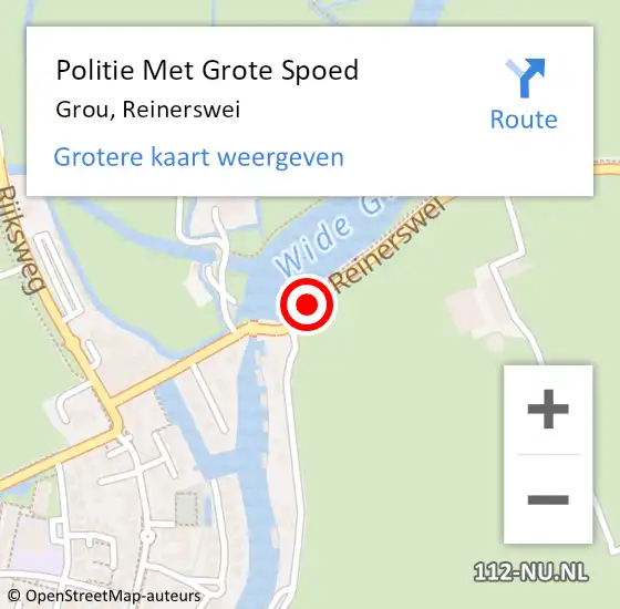 Locatie op kaart van de 112 melding: Politie Met Grote Spoed Naar Grou, Reinerswei op 18 maart 2025 15:07
