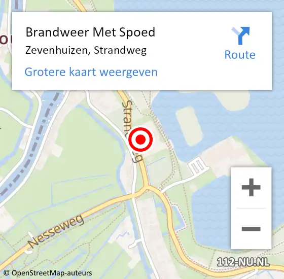 Locatie op kaart van de 112 melding: Brandweer Met Spoed Naar Zevenhuizen, Strandweg op 18 maart 2025 16:13